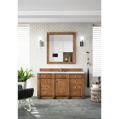 James Martin Vanities Bristol 60" Saddle Brown Single Vanity With 3 cm Ethereal Noctis Silestone Top and FreePower Wireless Charger