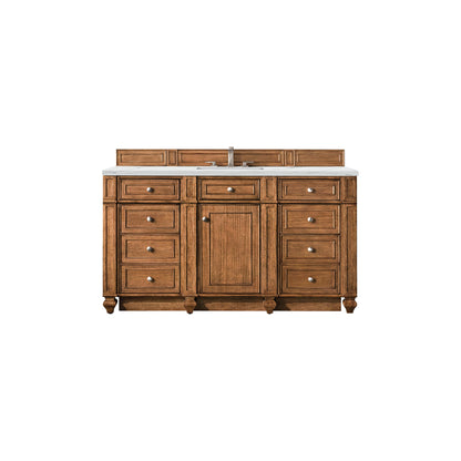 James Martin Vanities Bristol 60" Saddle Brown Single Vanity With 3 cm Ethereal Noctis Silestone Top and FreePower Wireless Charger