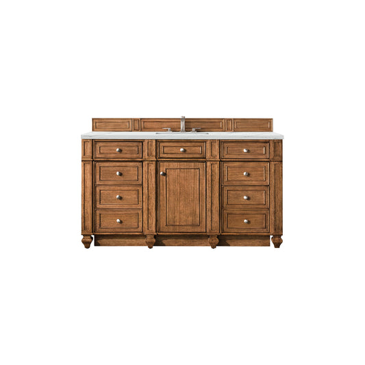 James Martin Vanities Bristol 60" Saddle Brown Single Vanity With 3 cm Ethereal Noctis Silestone Top and FreePower Wireless Charger