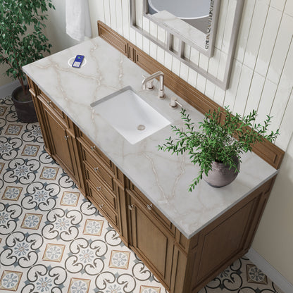 James Martin Vanities Bristol 60" Saddle Brown Single Vanity With 3 cm Victorian Silver Silestone Top and FreePower Wireless Charger