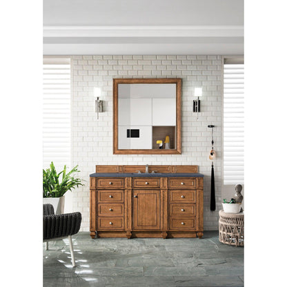 James Martin Vanities Bristol 60" Saddle Brown Single Vanity With 3cm Charcoal Soapstone Quartz Top