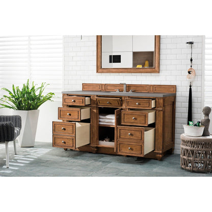 James Martin Vanities Bristol 60" Saddle Brown Single Vanity With 3cm Eternal Serena Quartz Top