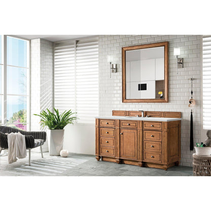 James Martin Vanities Bristol 60" Saddle Brown Single Vanity With 3cm Ethereal Noctis Quartz Top