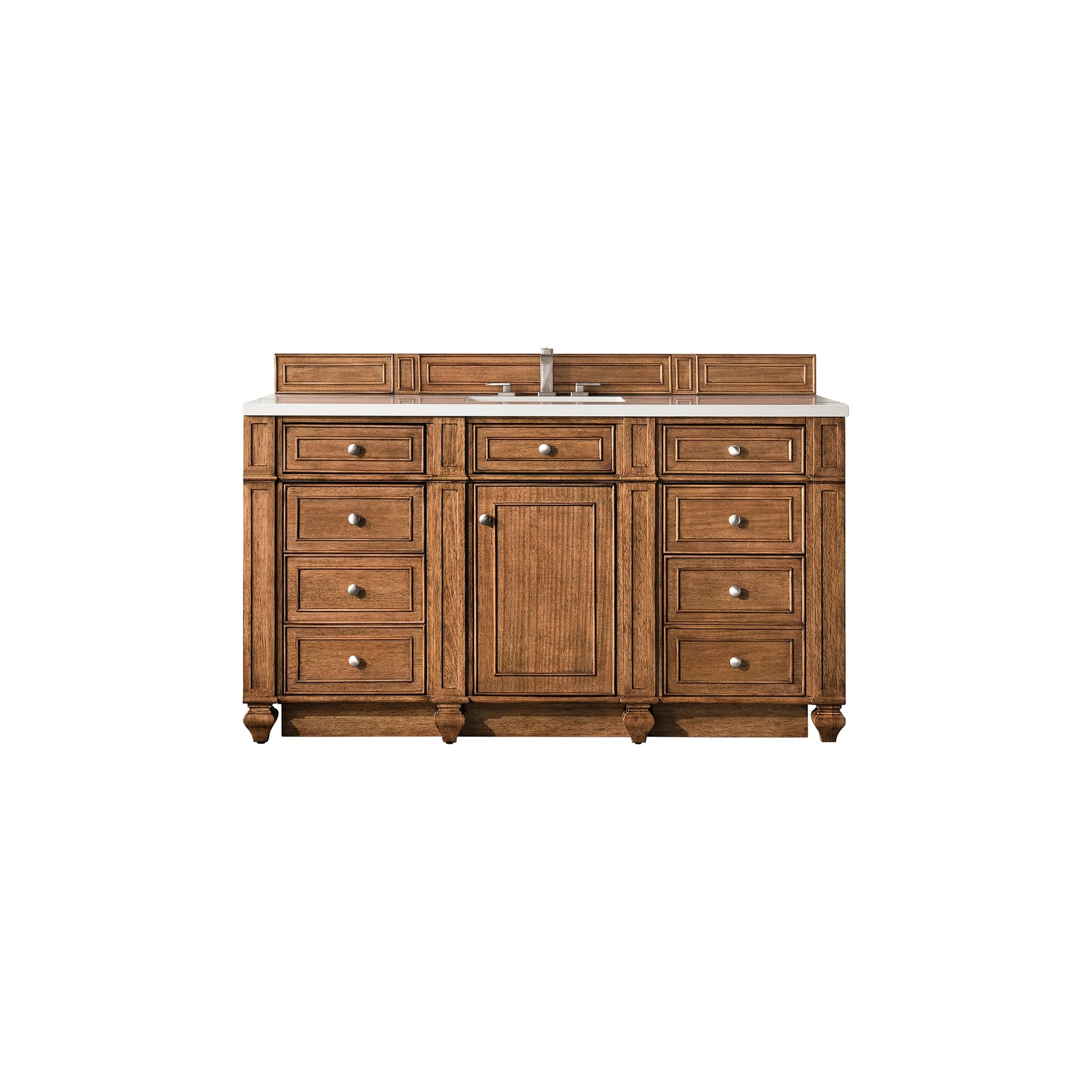 James Martin Vanities Bristol 60" Saddle Brown Single Vanity With 3cm White Zeus Quartz Top