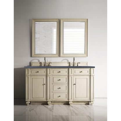 James Martin Vanities Bristol 60" Vintage Vanilla Double Vanity With 3cm Charcoal Soapstone Quartz Top