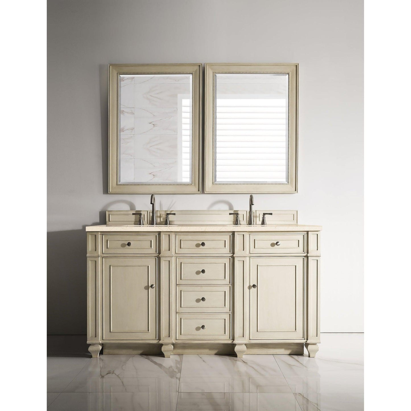 James Martin Vanities Bristol 60" Vintage Vanilla Double Vanity With 3cm Eternal Marfil Quartz Top