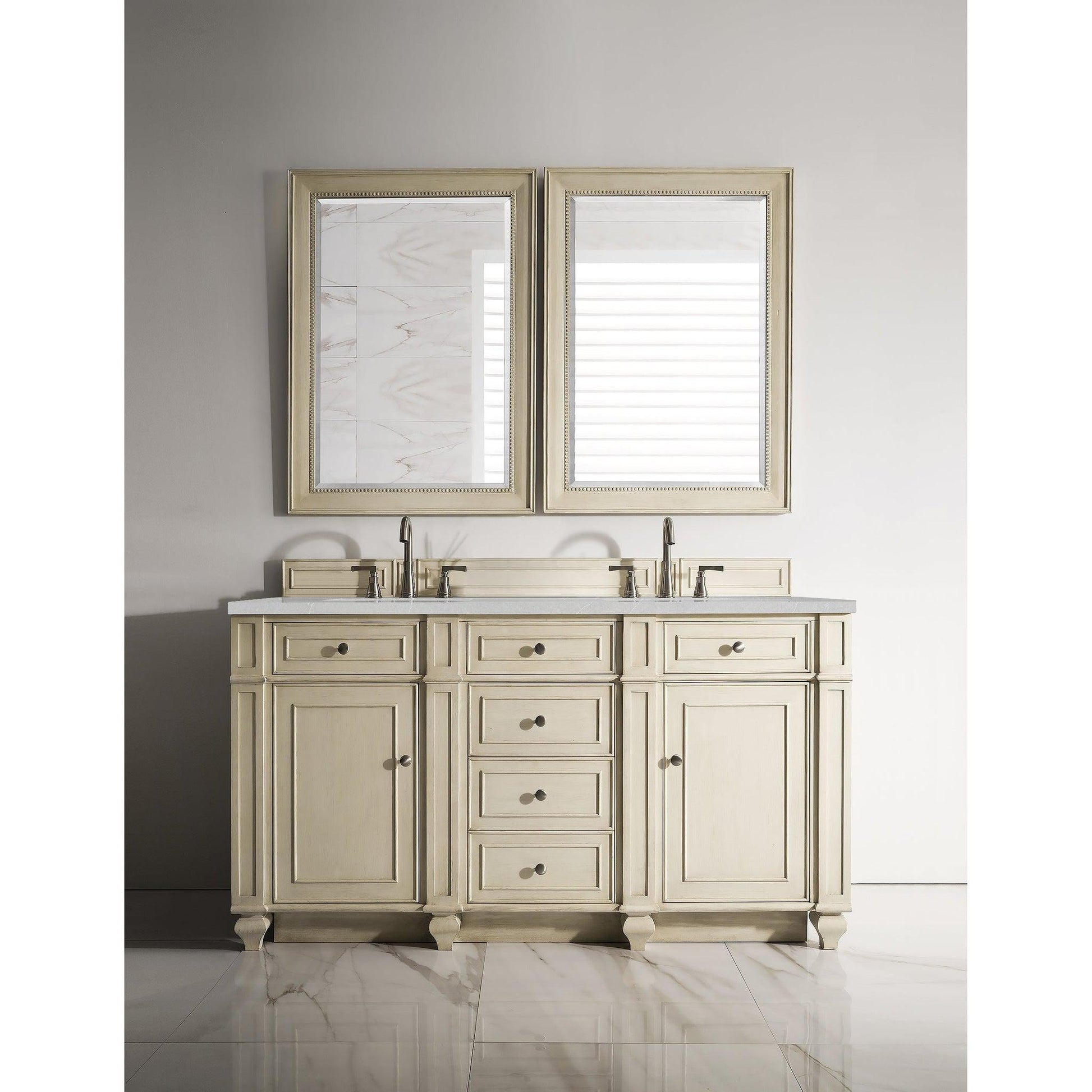 James Martin Vanities Bristol 60" Vintage Vanilla Double Vanity With 3cm Eternal Serena Quartz Top