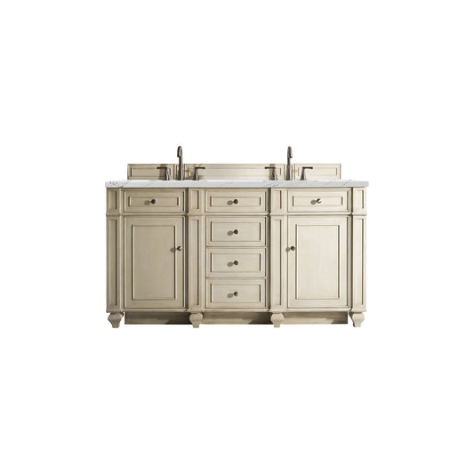 James Martin Vanities Bristol 60" Vintage Vanilla Double Vanity With 3cm Ethereal Noctis Quartz Top