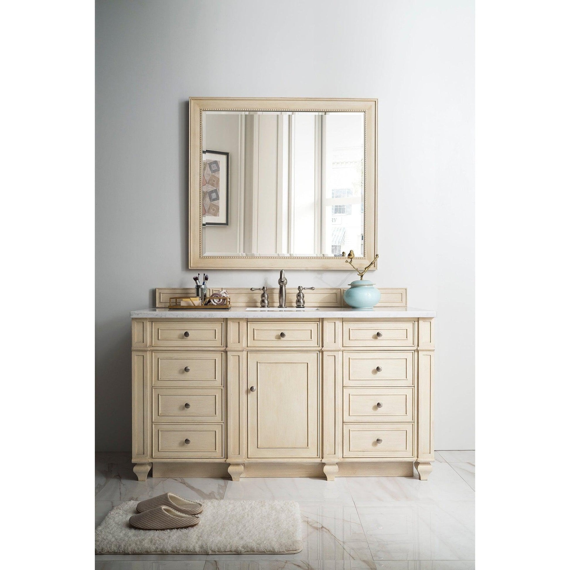 James Martin Vanities Bristol 60" Vintage Vanilla Single Vanity With 3cm Arctic Fall Solid Surface Top