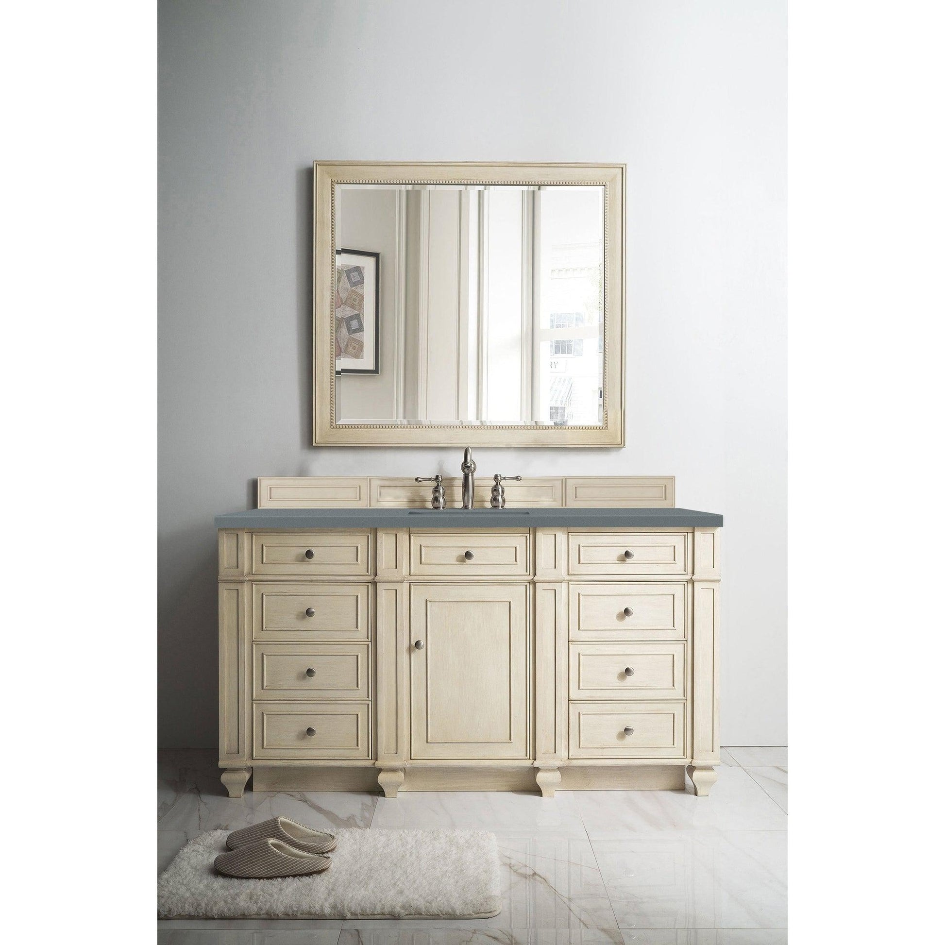 James Martin Vanities Bristol 60" Vintage Vanilla Single Vanity With 3cm Cala Blue Quartz Top