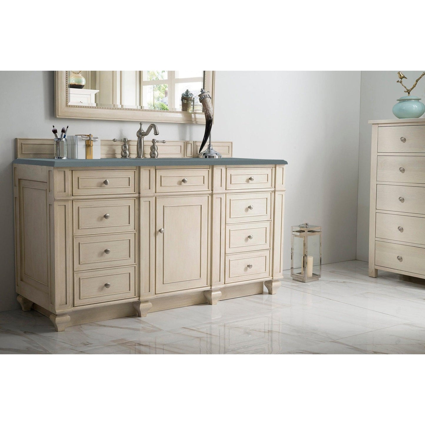 James Martin Vanities Bristol 60" Vintage Vanilla Single Vanity With 3cm Cala Blue Quartz Top