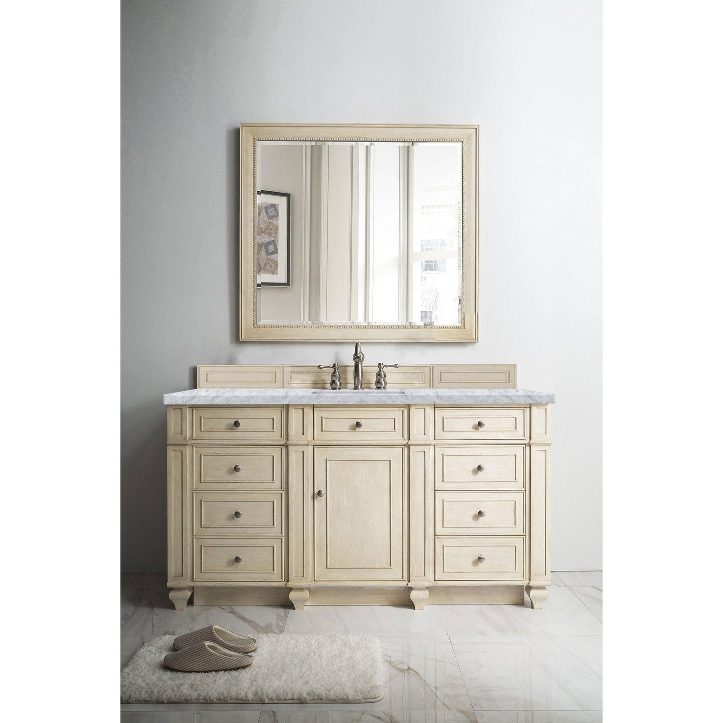 James Martin Vanities Bristol 60" Vintage Vanilla Single Vanity With 3cm Carrara Marble Top