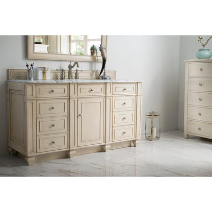 James Martin Vanities Bristol 60" Vintage Vanilla Single Vanity With 3cm Carrara Marble Top