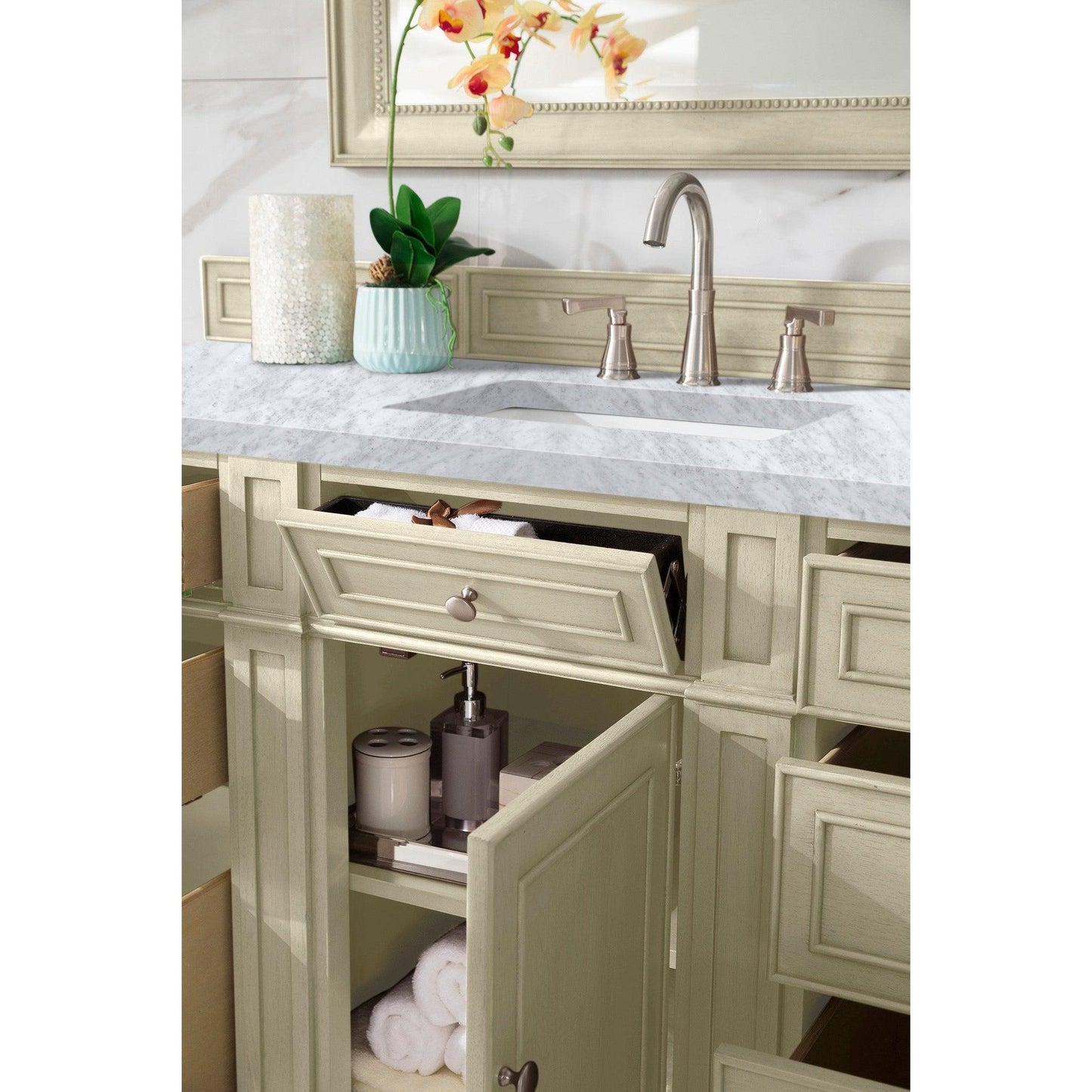 James Martin Vanities Bristol 60" Vintage Vanilla Single Vanity With 3cm Carrara Marble Top