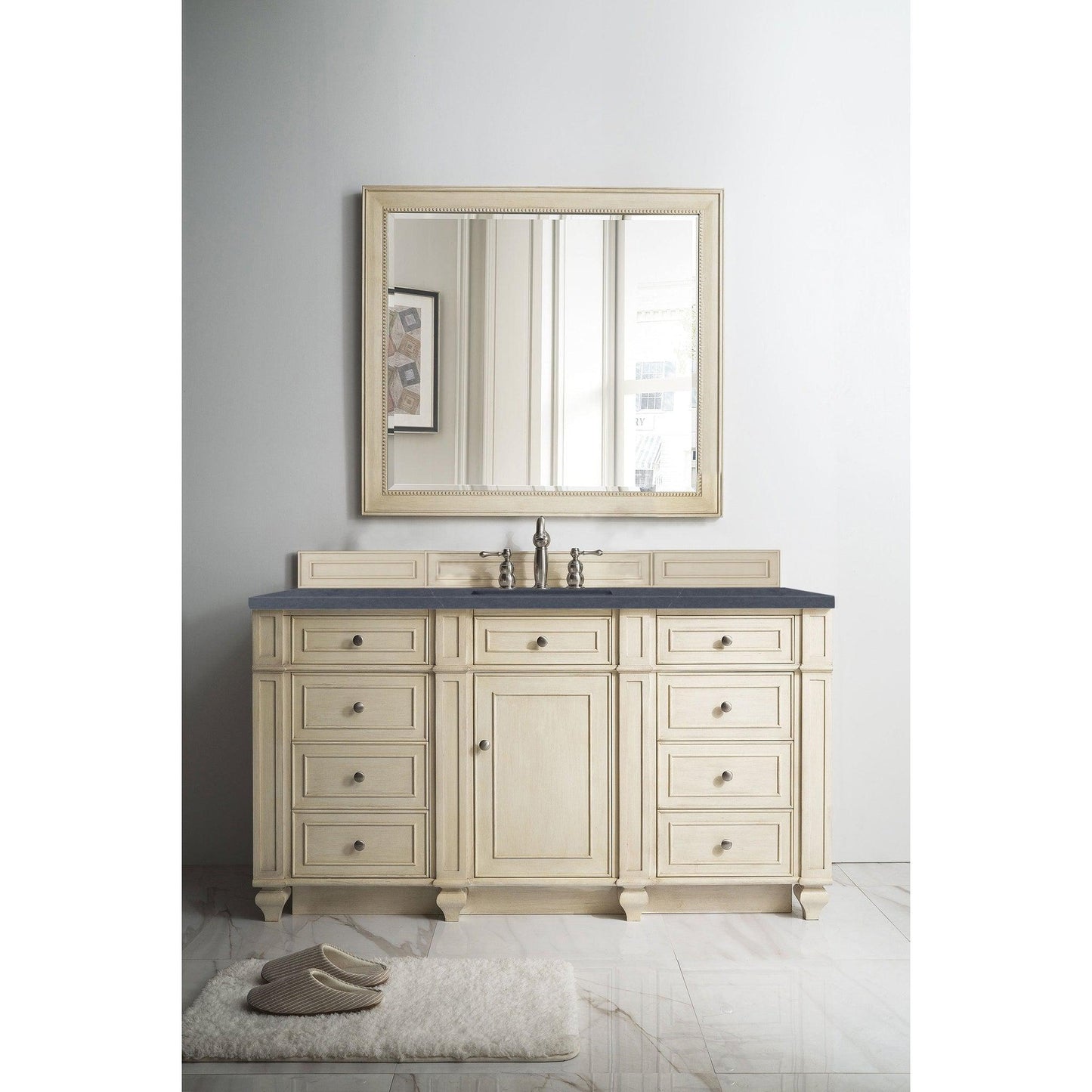 James Martin Vanities Bristol 60" Vintage Vanilla Single Vanity With 3cm Charcoal Soapstone Quartz Top