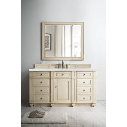 James Martin Vanities Bristol 60" Vintage Vanilla Single Vanity With 3cm Eternal Jasmine Pearl Quartz Top