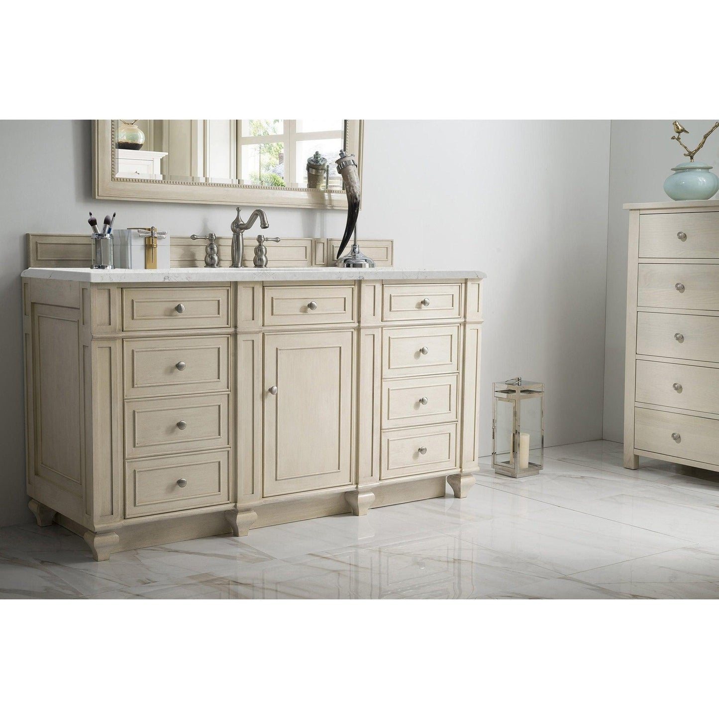 James Martin Vanities Bristol 60" Vintage Vanilla Single Vanity With 3cm Eternal Jasmine Pearl Quartz Top