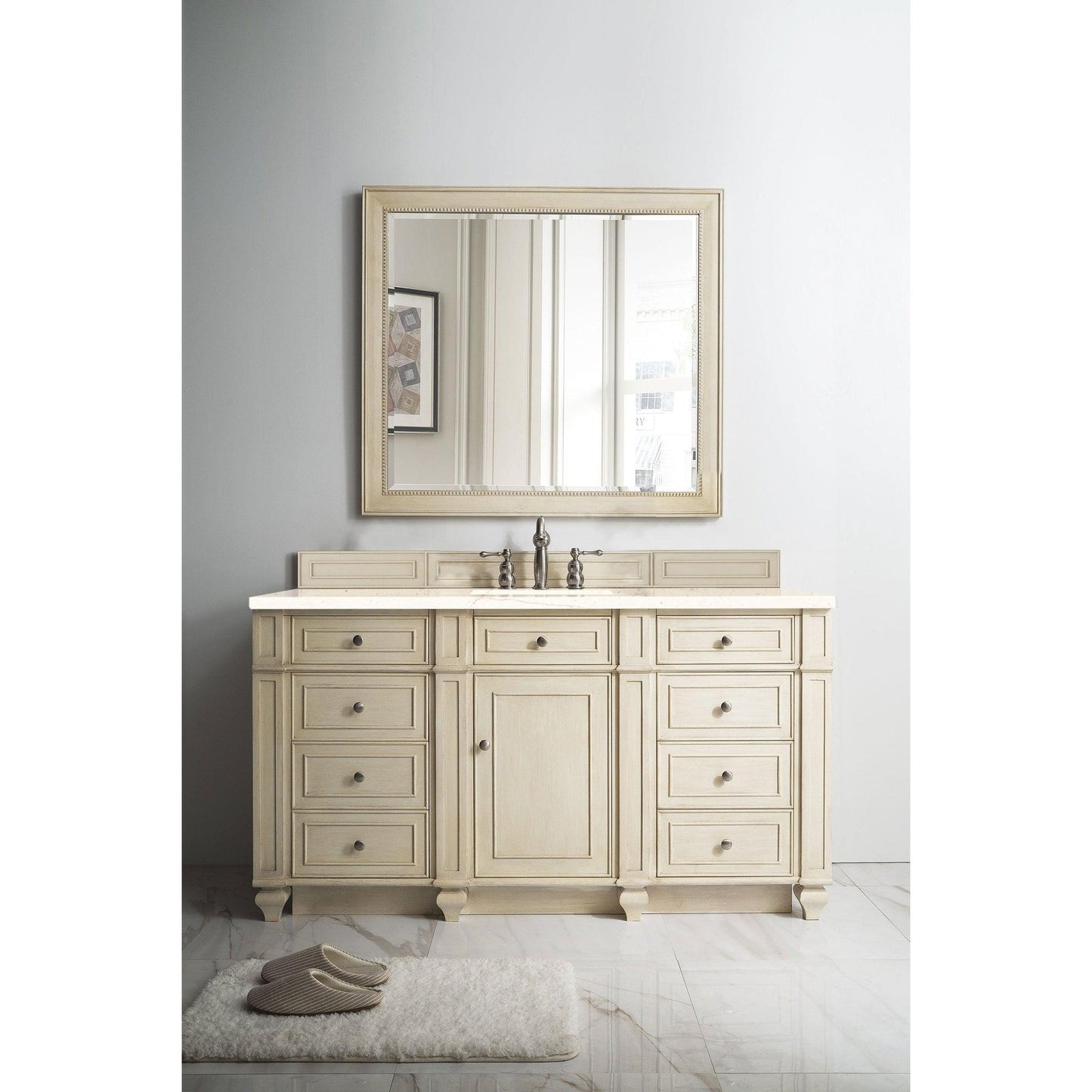 James Martin Vanities Bristol 60" Vintage Vanilla Single Vanity With 3cm Eternal Marfil Quartz Top