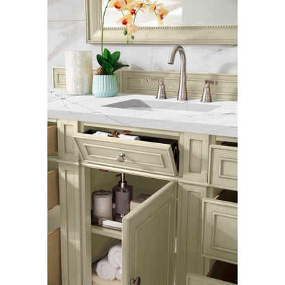 James Martin Vanities Bristol 60" Vintage Vanilla Single Vanity With 3cm Ethereal Noctis Quartz Top