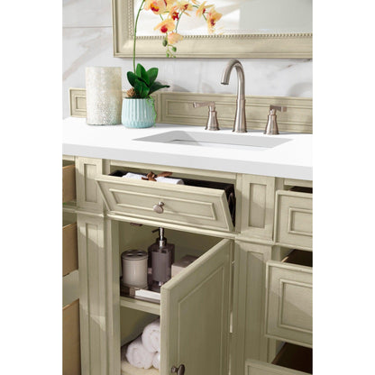 James Martin Vanities Bristol 60" Vintage Vanilla Single Vanity With 3cm White Zeus Quartz Top