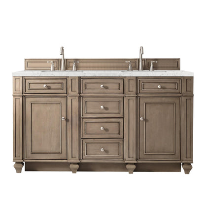 James Martin Vanities Bristol 60" Whitewashed Walnut Double Vanity With 3 cm Eternal Jasmine Pearl Silestone Top and FreePower Wireless Charger