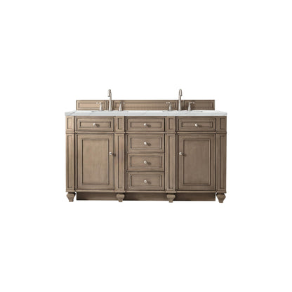 James Martin Vanities Bristol 60" Whitewashed Walnut Double Vanity With 3 cm Ethereal Noctis Silestone Top and FreePower Wireless Charger