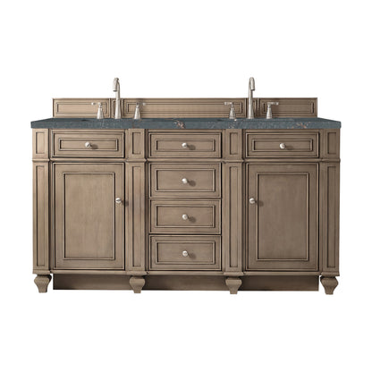 James Martin Vanities Bristol 60" Whitewashed Walnut Double Vanity With 3 cm Parisien Bleu Silestone Top and FreePower Wireless Charger