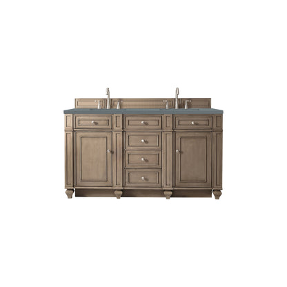 James Martin Vanities Bristol 60" Whitewashed Walnut Double Vanity With 3cm Cala Blue Quartz Top