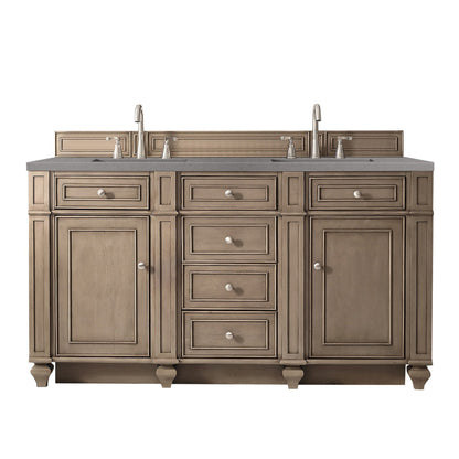 James Martin Vanities Bristol 60" Whitewashed Walnut Double Vanity With 3cm Grey Expo Quartz Top