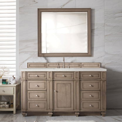 James Martin Vanities Bristol 60" Whitewashed Walnut Single Vanity With 3 cm Lime Delight Quartz Top