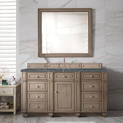 James Martin Vanities Bristol 60" Whitewashed Walnut Single Vanity With 3 cm Parisien Bleu Silestone Top and FreePower Wireless Charger
