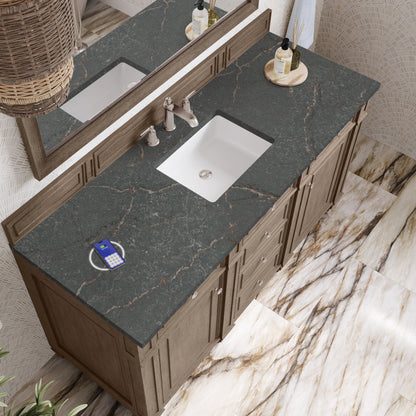 James Martin Vanities Bristol 60" Whitewashed Walnut Single Vanity With 3 cm Parisien Bleu Silestone Top and FreePower Wireless Charger