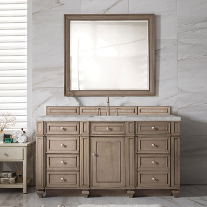 James Martin Vanities Bristol 60" Whitewashed Walnut Single Vanity With 3 cm Victorian Silver Silestone Top and FreePower Wireless Charger