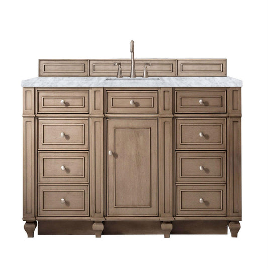 James Martin Vanities Bristol 60" Whitewashed Walnut Single Vanity With 3cm Carrara Marble Top