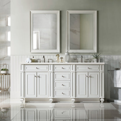 James Martin Vanities Bristol 72" Bright White Double Vanity With 3 cm Lime Delight Quartz Top