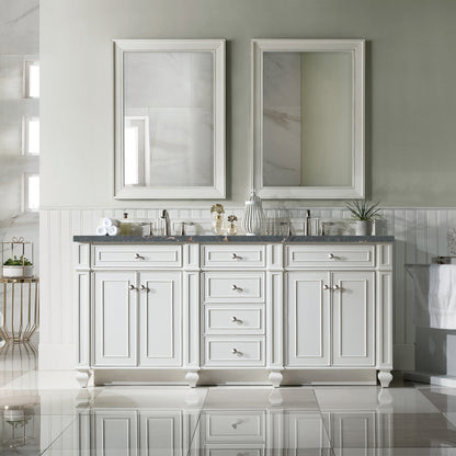 James Martin Vanities Bristol 72" Bright White Double Vanity With 3 cm Parisien Bleu Silestone Top and FreePower Wireless Charger