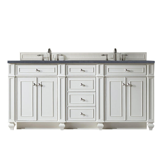 James Martin Vanities Bristol 72" Bright White Double Vanity With 3cm Charcoal Soapstone Quartz Top