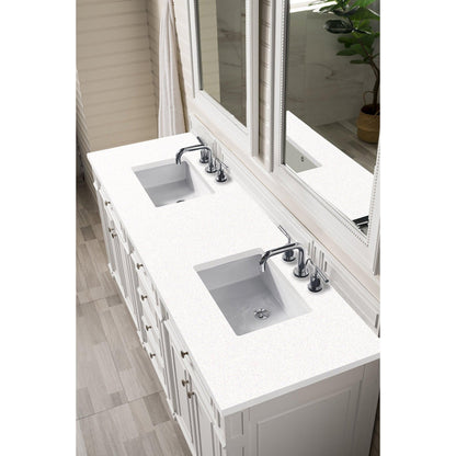 James Martin Vanities Bristol 72" Bright White Double Vanity With 3cm White Zeus Quartz Top