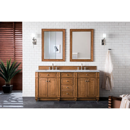 James Martin Vanities Bristol 72" Saddle Brown Double Vanity With 3 cm Eternal Jasmine Pearl Silestone Top and FreePower Wireless Charger