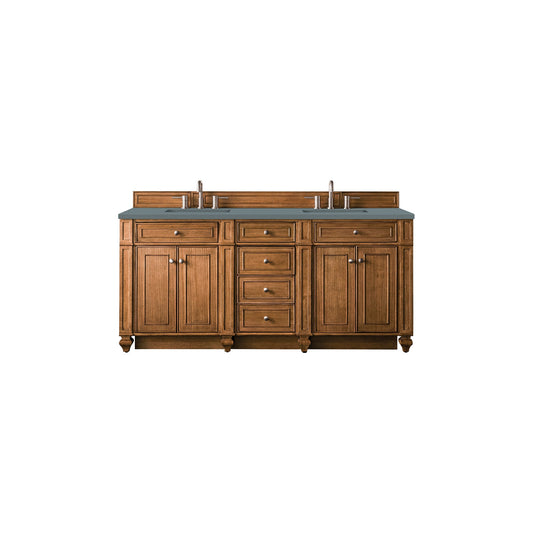 James Martin Vanities Bristol 72" Saddle Brown Double Vanity With 3cm Cala Blue Quartz Top