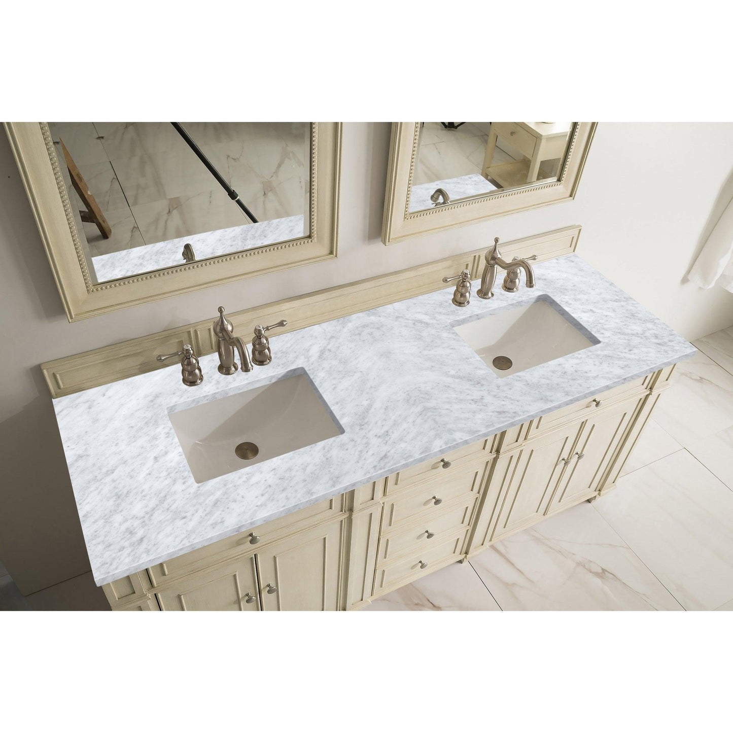 James Martin Vanities Bristol 72" Vintage Vanilla Double Vanity With 3cm Carrara Marble Top