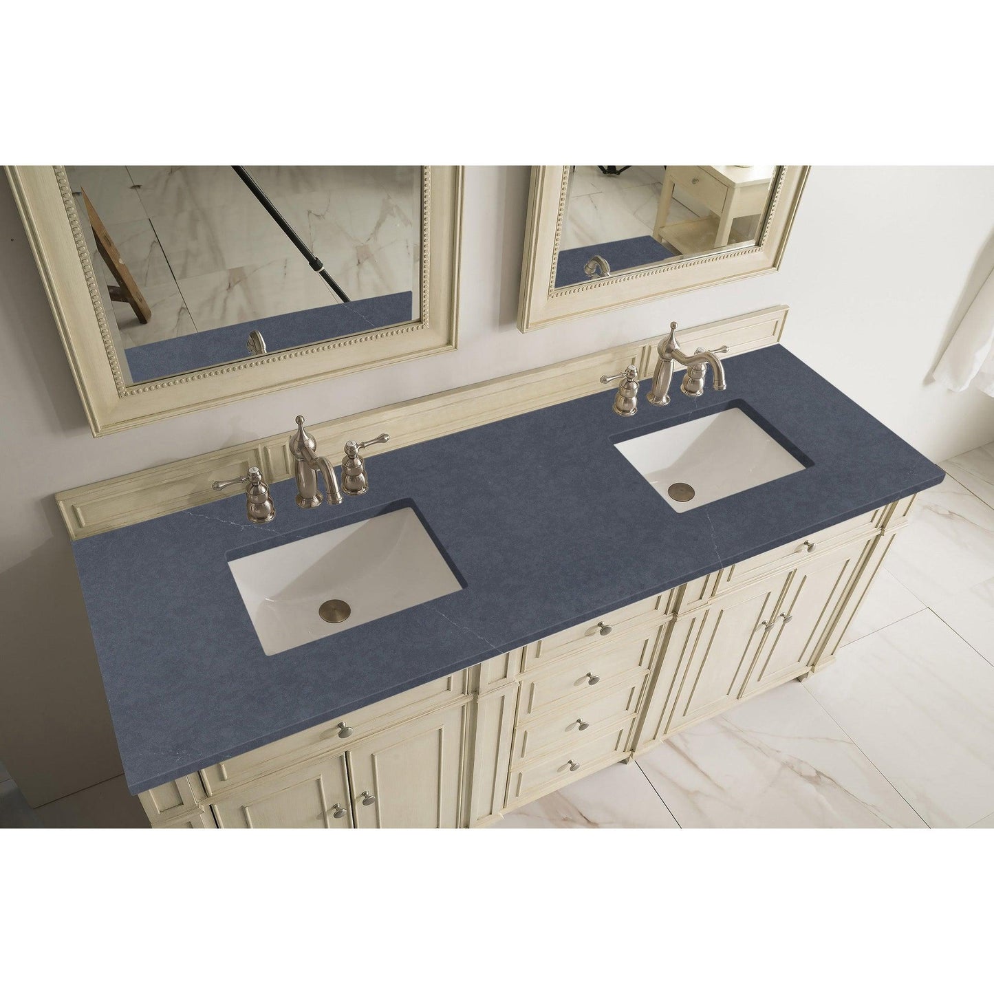 James Martin Vanities Bristol 72" Vintage Vanilla Double Vanity With 3cm Charcoal Soapstone Quartz Top