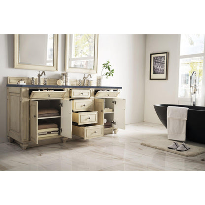 James Martin Vanities Bristol 72" Vintage Vanilla Double Vanity With 3cm Charcoal Soapstone Quartz Top