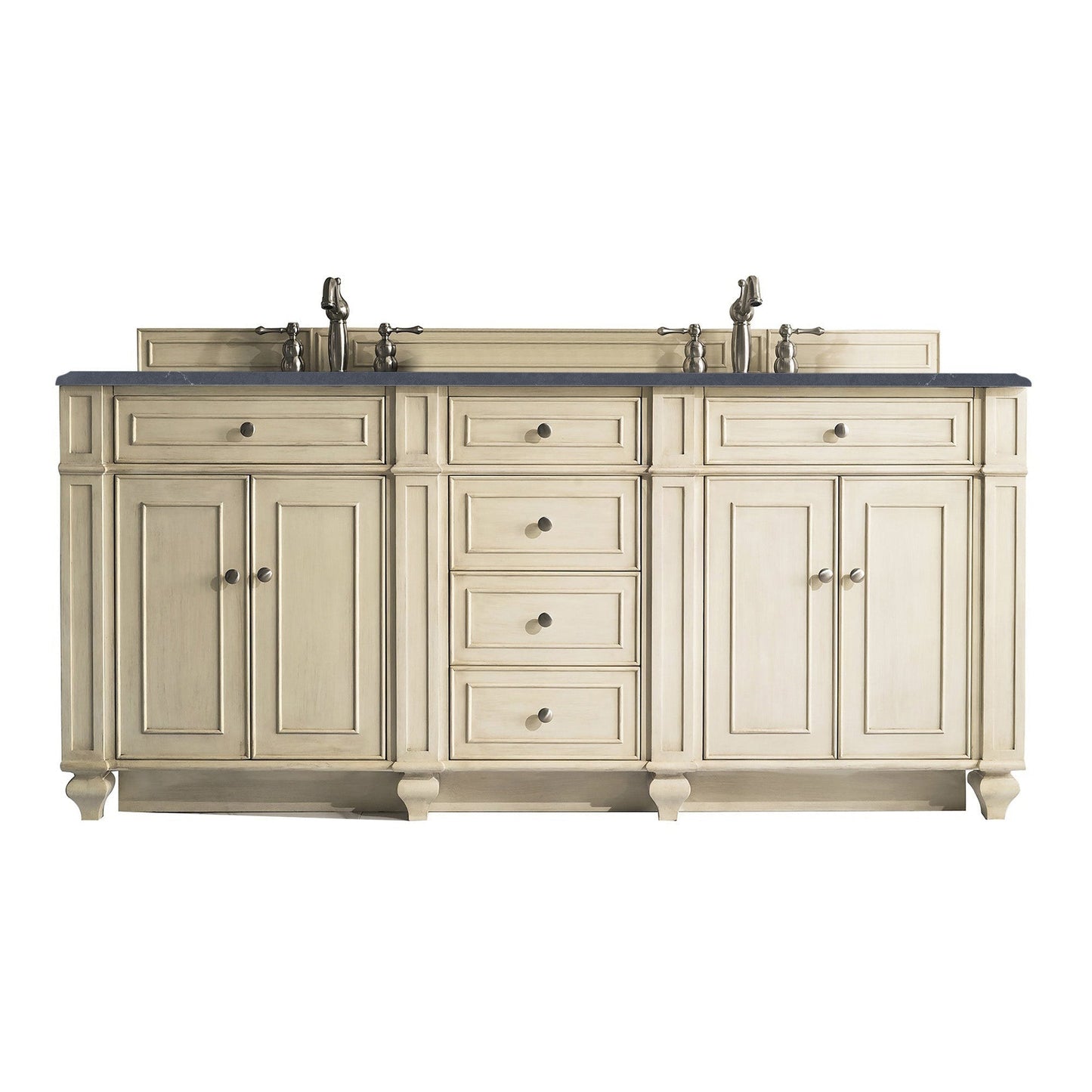 James Martin Vanities Bristol 72" Vintage Vanilla Double Vanity With 3cm Charcoal Soapstone Quartz Top