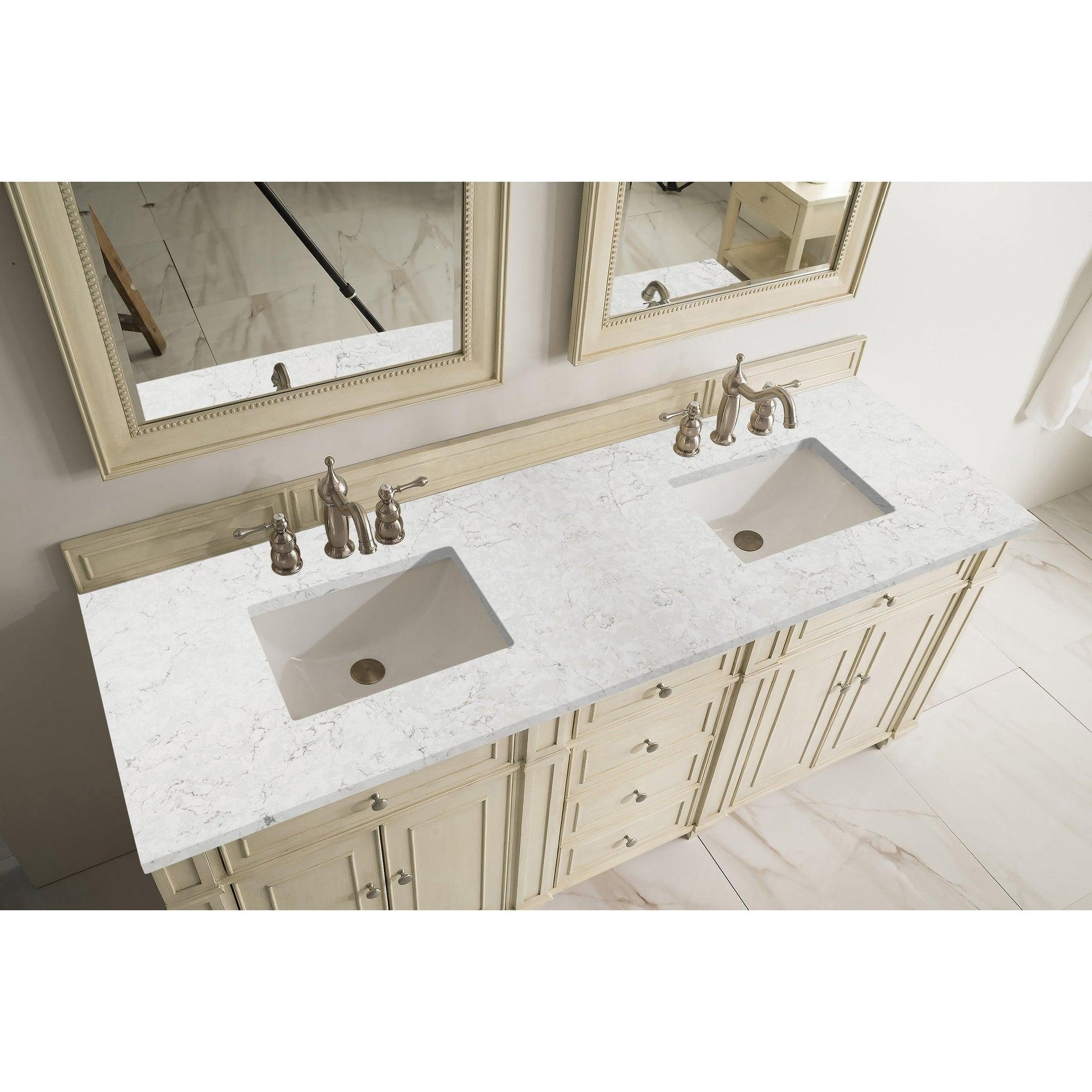 James Martin Vanities Bristol 72" Vintage Vanilla Double Vanity With 3cm Eternal Jasmine Pearl Quartz Top