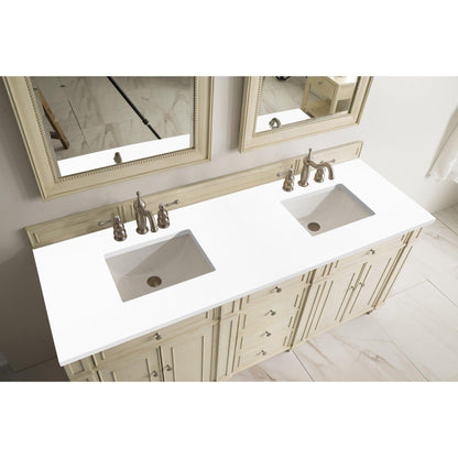 James Martin Vanities Bristol 72" Vintage Vanilla Double Vanity With 3cm White Zeus Quartz Top