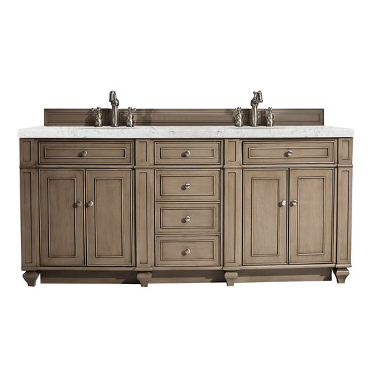 James Martin Vanities Bristol 72" Whitewashed Walnut Double Vanity With 3 cm Eternal Jasmine Pearl Silestone Top and FreePower Wireless Charger