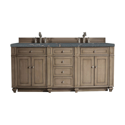 James Martin Vanities Bristol 72" Whitewashed Walnut Double Vanity With 3 cm Parisien Bleu Silestone Top and FreePower Wireless Charger