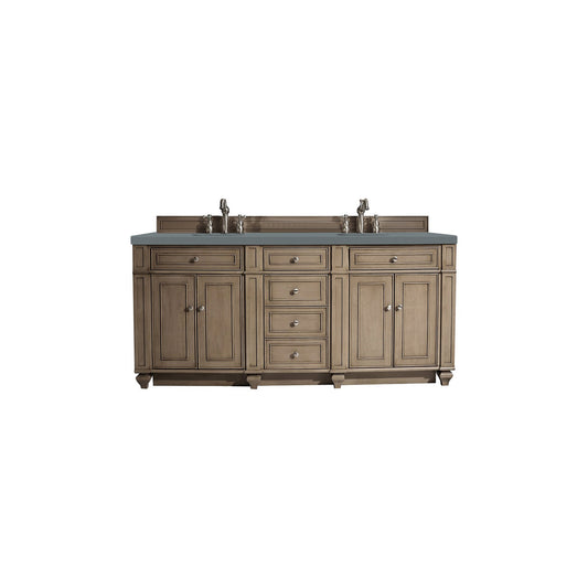 James Martin Vanities Bristol 72" Whitewashed Walnut Double Vanity With 3cm Cala Blue Quartz Top