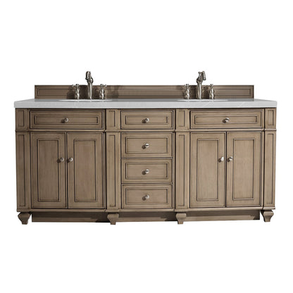 James Martin Vanities Bristol 72" Whitewashed Walnut Double Vanity With 3cm Eternal Serena Quartz Top